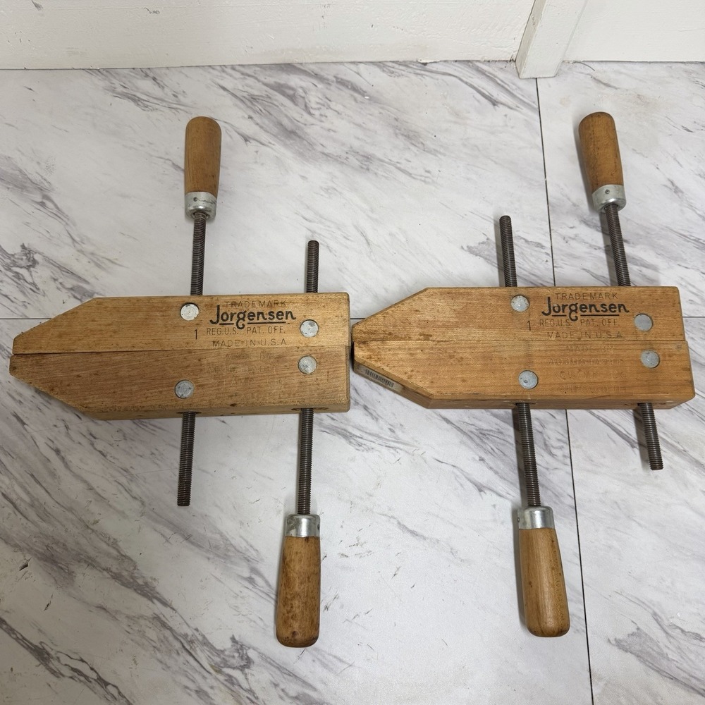 Pair Vintage Jorgensen Clamp Company 10" Adjustable Screw Wood Clamp Made In USA